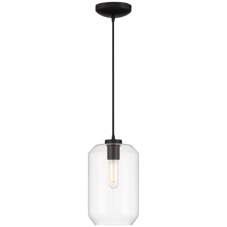 Foto para 7" Clarity Clear Cylinder Black T10 E26 Pendant