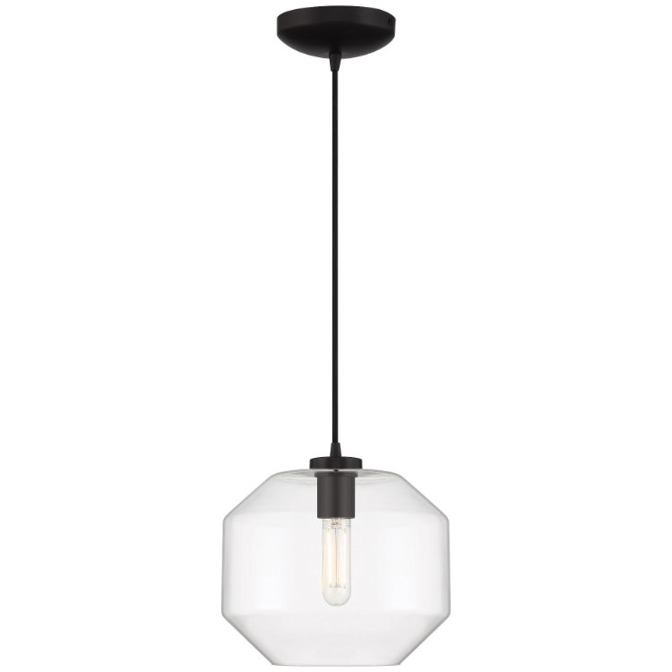 Foto para 10"Clarity Clear Tapered Cylinder Black Pendant
